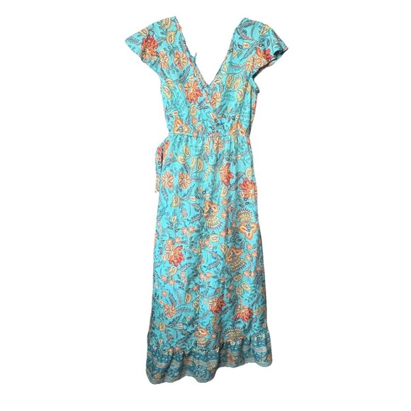 Band of the Free Floral Surplice Neckline Wrap Maxi Dress Women’s Size Medium - Picture 2 of 11